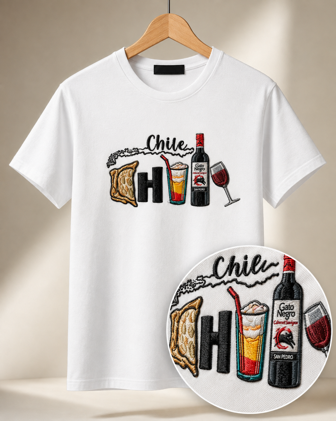 Polera Bordada Fiestas Patrias Chile