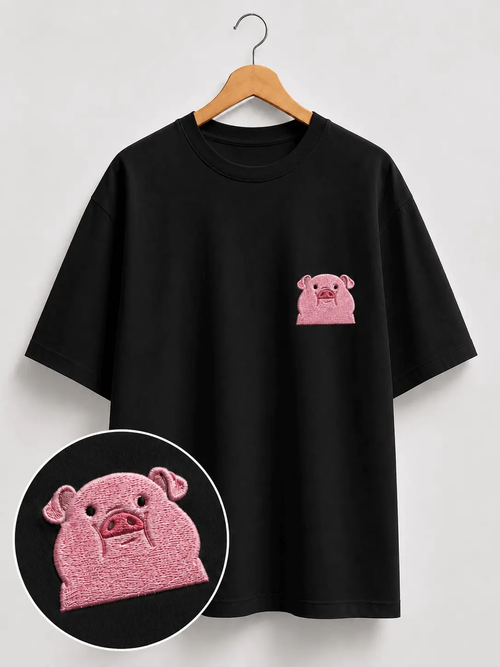 Polera Cerdito Bordada