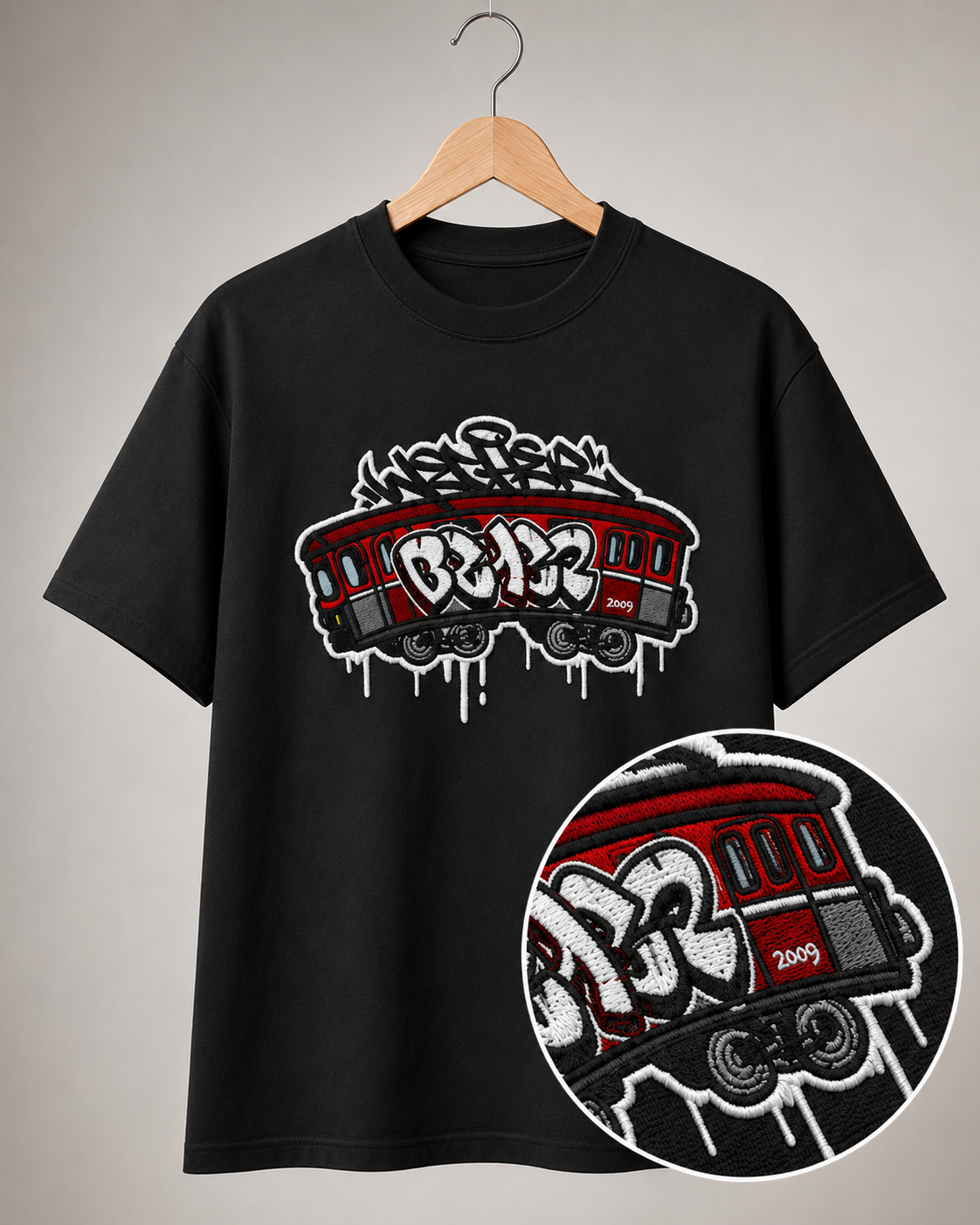 Polera Tren Grafiti Rap Bordada V1