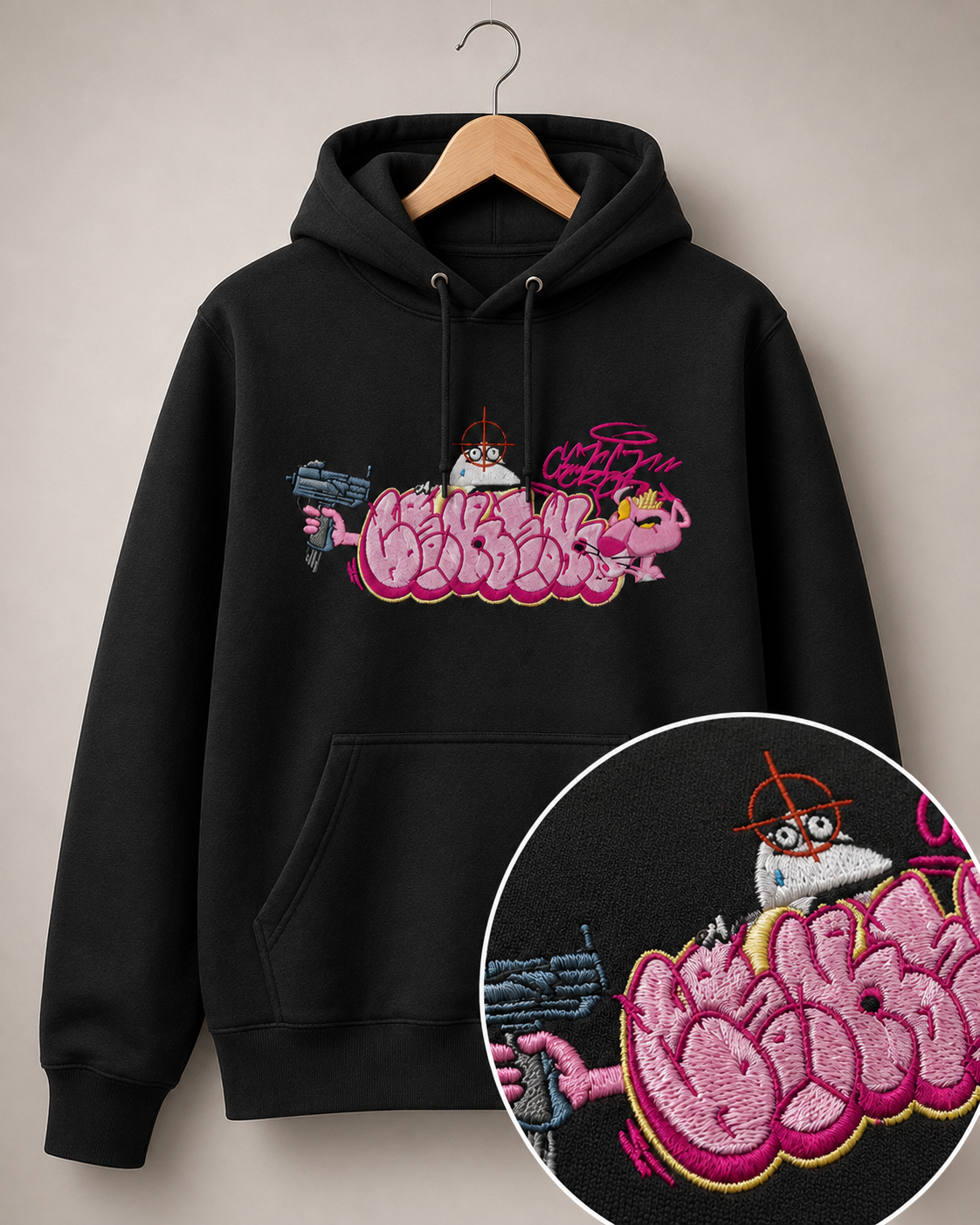 Poleron Bordado Pantera Rosa Grafiti