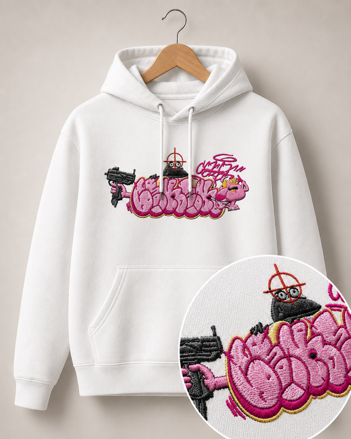 Poleron Bordado Pantera Rosa Grafiti