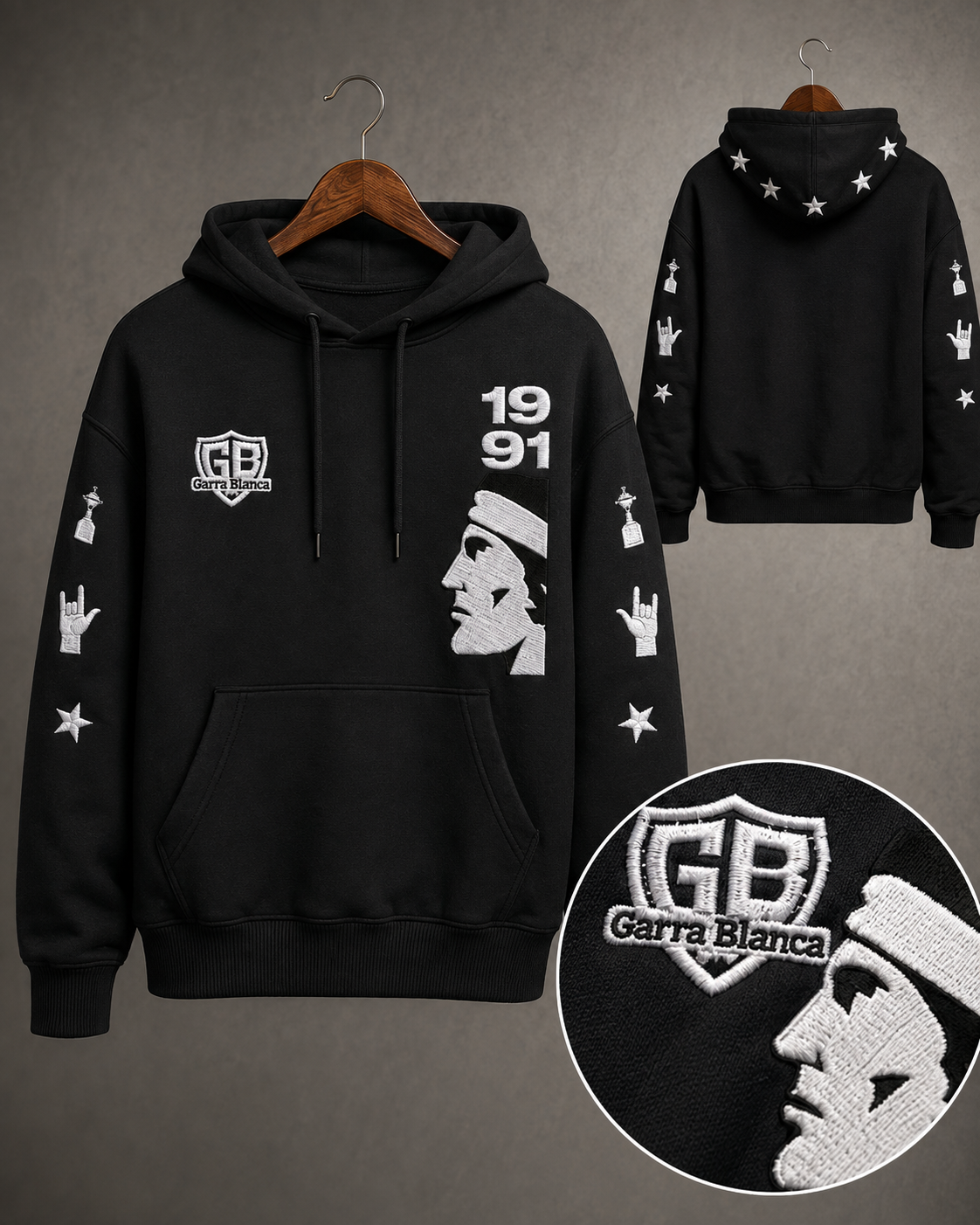 Poleron Colo Colo retro v2 Bordado