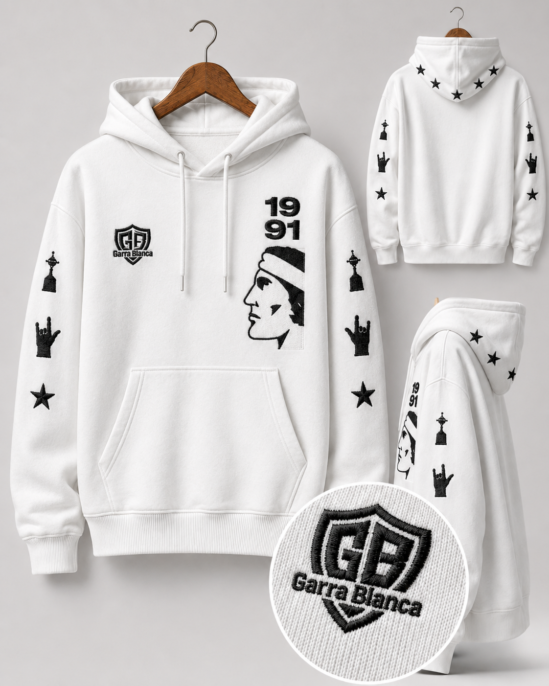 Poleron Colo Colo retro v2 Bordado