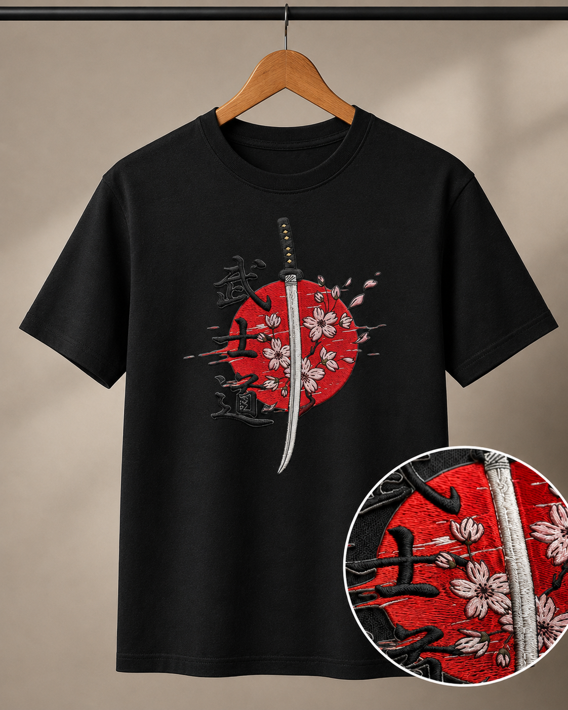 Polera Bordada Katana Japon