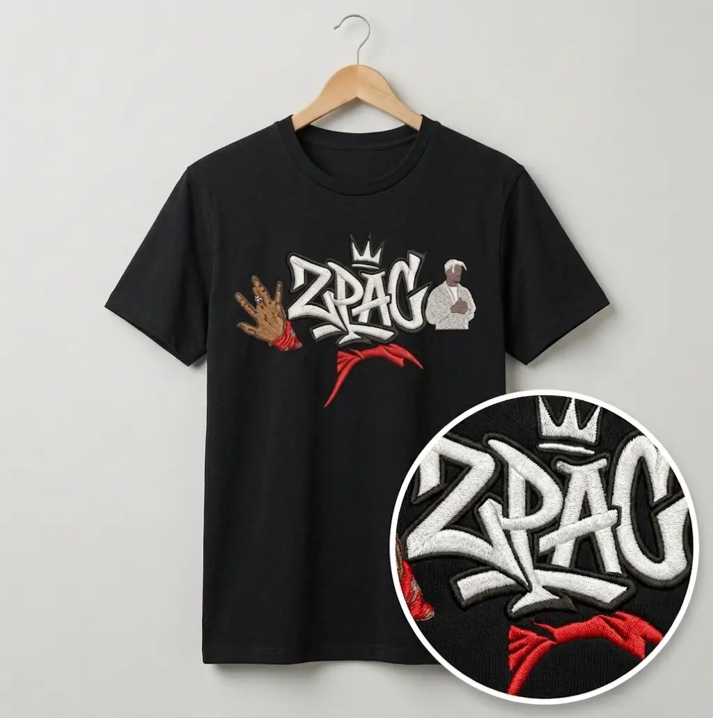 Polera 2Pac Bordada V2