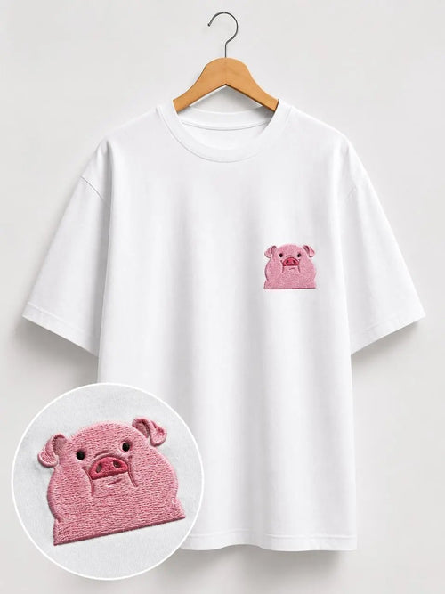 Polera Cerdito Bordada