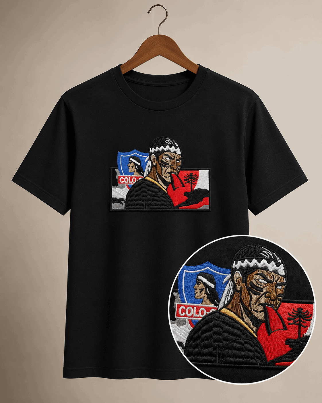 Polera Colo colo Retro Bordada