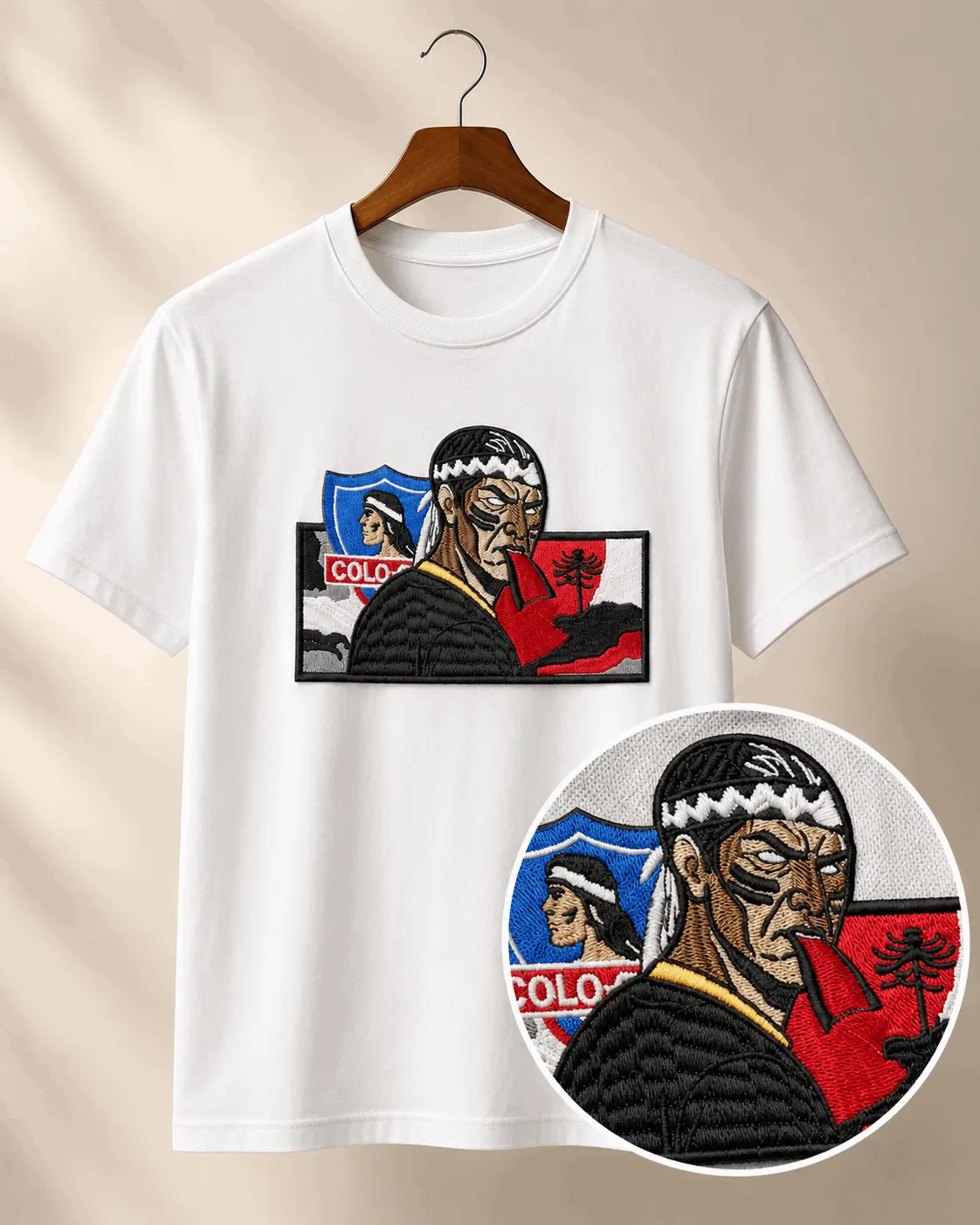 Polera Colo colo Retro Bordada