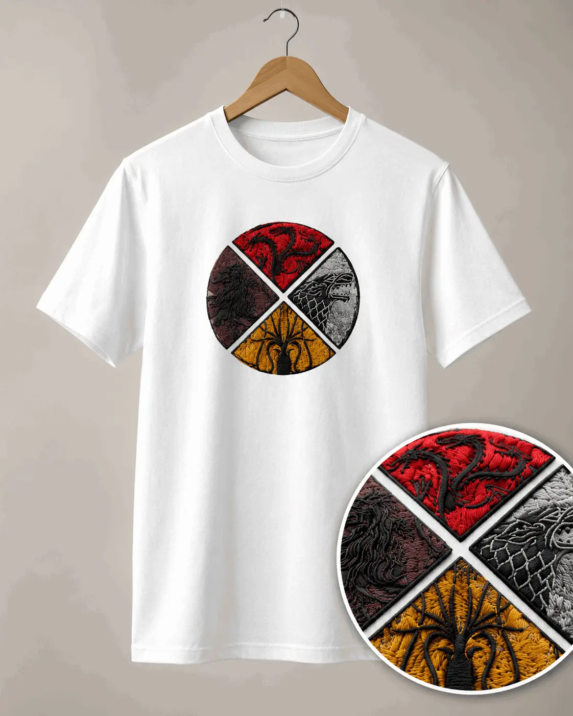 Polera Game Of Thrones Circular Bordada