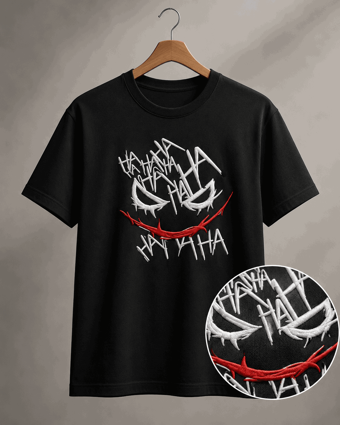 Polera Joker Hahaha Bordado