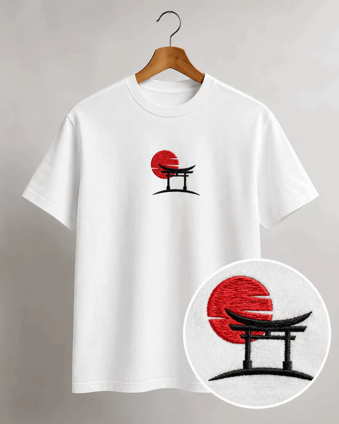 Polera Templo Japón Bordada