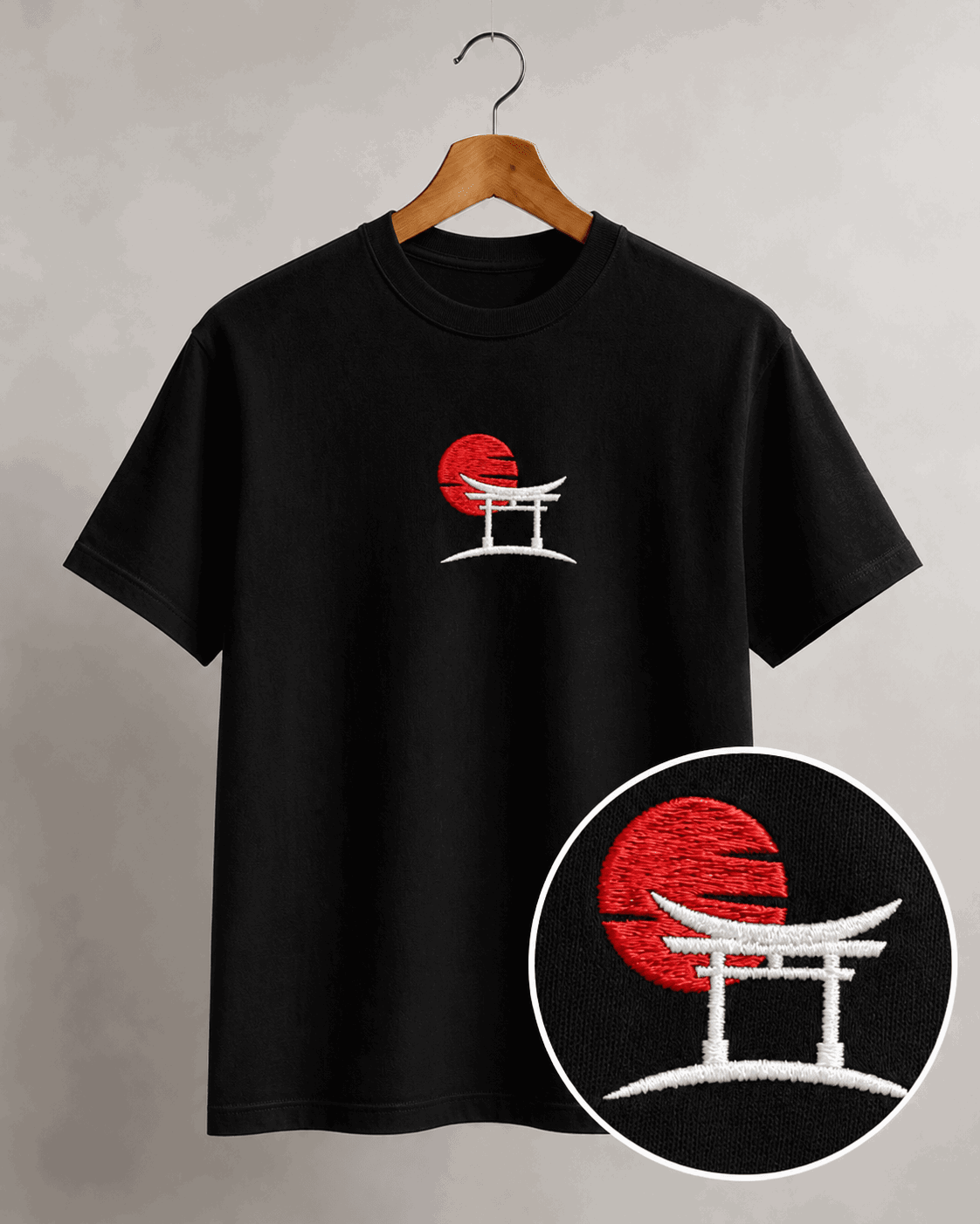 Polera Templo Japón Bordada