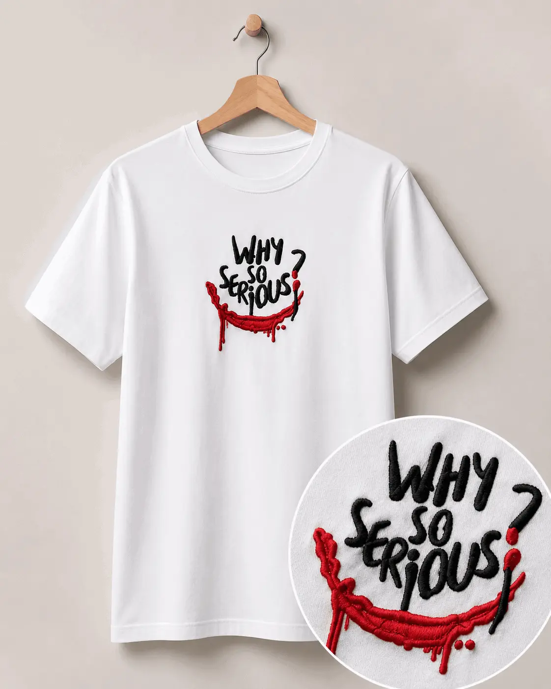 Polera Why so Serious Joker Bordada