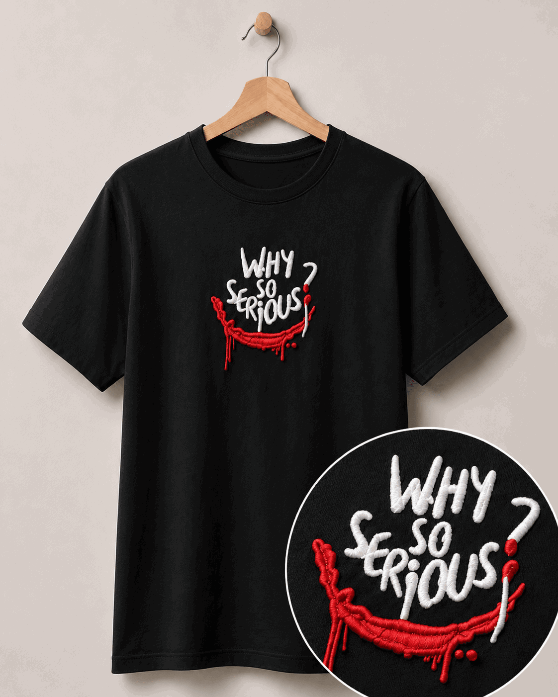 Polera Why so Serious Joker Bordada