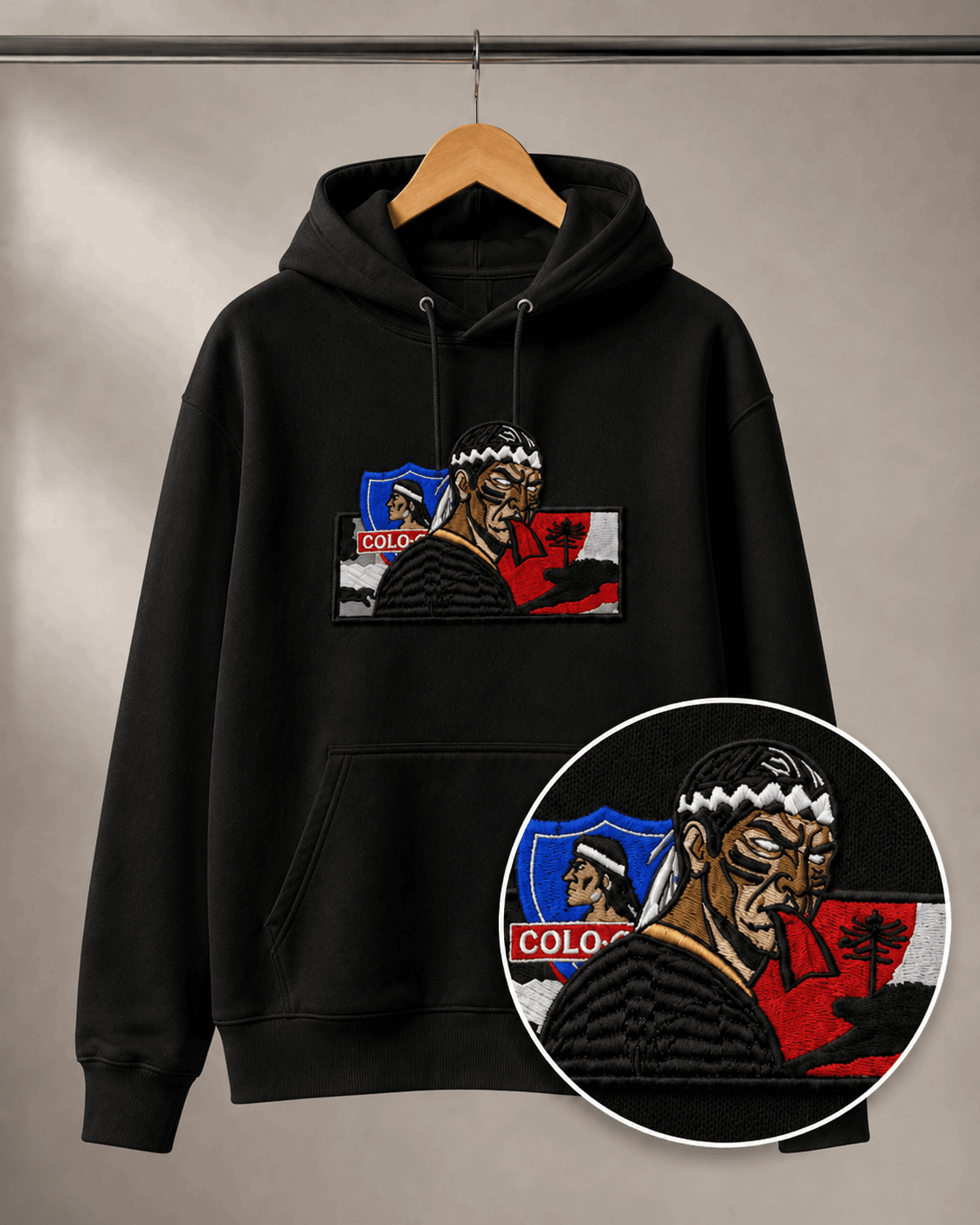Poleron Colo Colo retro Bordado